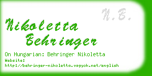 nikoletta behringer business card